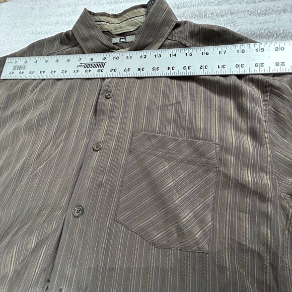 REI Mens Two Rock Striped Short Sleeve Shirt Large Brown Travel Lightweight New - Picture 7 of 9